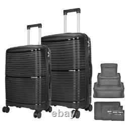 Luggage Sets Indestructible and Super Resilient 8-Piece Polypropylene Black