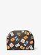 Michael Kors Mk Jet Set Large Printed Logo Travel Pouch Brown Luggage Bag New