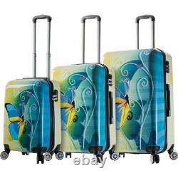 Mia Viaggi Italy Set Hardside Luggage 3 Piece (20/24/28) Spinner-Butterfly