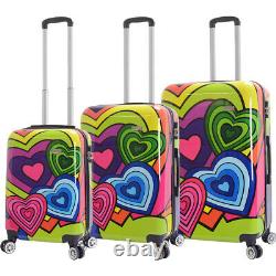Mia Viaggi Italy Set Hardside Luggage 3 Piece (20/24/28) Spinner-Pop Heart