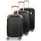 Miami Carryon Collins 3 Piece Expandable Retro Spinner Luggage Set (black)