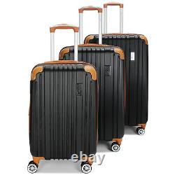 Miami CarryOn Collins 3 Piece Expandable Retro Spinner Luggage Set (Black)
