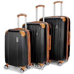 Miami CarryOn Collins 3 Piece Expandable Retro Spinner Luggage Set (Black)