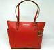 Michael Kors Jet Set Bright Red Large Luggage Pebbled Leather Tote Bag Rrp £142