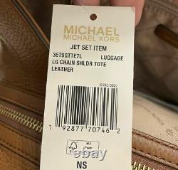 Michael Kors Jet Set Chain Luggage Pebbled Leather Large Shoulder Tote Bag Purse