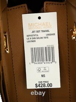 Michael Kors Jet Set Large Leather Luggage X Cross Chain Shoulder Tote Handbag