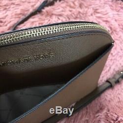 Michael Kors Jet Set Travel Dome Saffiano Leather Crossbody Bag Brown Luggage
