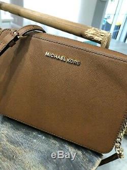 Michael Kors Jet Set Travel Lg Ew Crossbody Bag Luggage Saffiano Leather $248