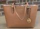 Michael Kors Jet Set Travel Md Carryall Tote Bag Saffiano Leather Brown Luggage