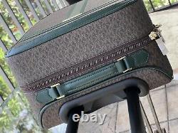 Michael Kors Logo Army Green Rolling Travel Trolley Suitcase Carry On Bag