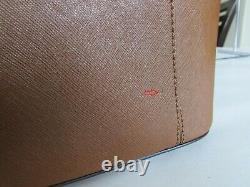 Michael Kors MK Jet Set Large Snap Pocket Leather Tote Luggage Brown 07026742