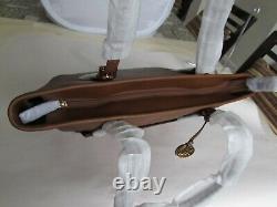 Michael Kors MK Jet Set Large Snap Pocket Leather Tote Luggage Brown 07026742