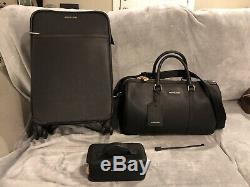Michael Kors Saffiano Leather 3 Piece Luggage Set Black