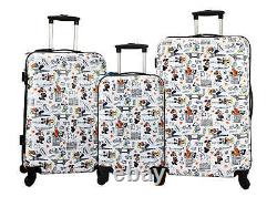 Mickey Mouse and Minnie Mouse Greeting 3 Piece Luggage Set Hardside Spinner Lugg