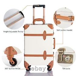 Minimalist 2 Piece Vintage Luggage Sets Travel Carry On 13 & 20 Pearl White