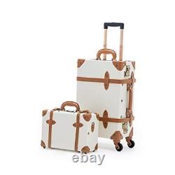 Minimalist 2 Piece Vintage Luggage Sets Travel Carry On 13 & 20 Pearl White