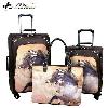 Montana West Horse Art 3-pc Wheeled Luggage Set Laurie Prindle Collection Coffee