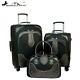 Montana West Tooled Leather Collection 3 Pc Wheeled Luggage Black Wrl-l1-2-3bk