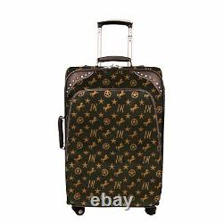 Montana West Tooled Leather Monogram Collection 3 PC Wheeled Luggage Coffee New