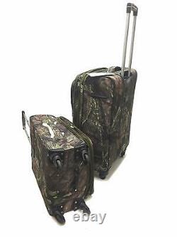 Mossy Oak 2 Piece Luggage Set Travel Hunting Outdoors Camping 360 Degree Wheels