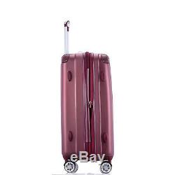 Moustache 3pcs Hardside Lightweight Spinner Luggage Set With TSA Lock, Wine Red