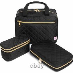 Ms. J Travel Trio 3-in-1 Travel Bags Accessory Set Quilted Polyester Fabric