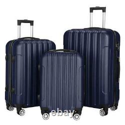 Multifunctional Large Capacity Traveling Storage Suitcase Luggage Set Navy Blue