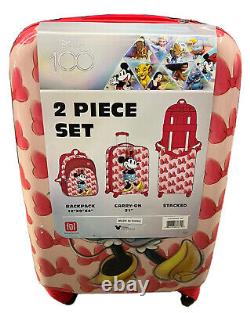 NEW 2pc LUGGAGE SET ful x Disney Minnie 21 Carry-On Spinner Stackable Backpack