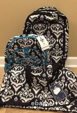 NEW 3PC Pottery Barn Teen Luggage Backpack + Duffle Bag BLACK DAMASK CHANDELIER