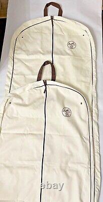 NEW! HERMES Garment Bag Canvas Suit Cover Expandable travel Long & Short set 019
