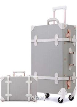 NEW Unitravel 2 Piece Vintage Luggage Set 26 & Carry on 12 Cosmetic Suitcases