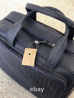 NWT! BOTTEGA VENETA Blue Leather Carry-on Weekend Bag Duffle Luggage Women Men