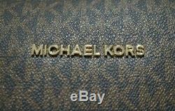 NWT MICHAEL KORS JET SET TRAVEL Duffel Bag In BROWN/LUGGAGE MK Sig PVC/Leather