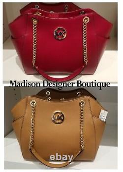NWT Michael Kors Jet Set Travel Large Chain Shoulder Tote, Cherry, Luggage