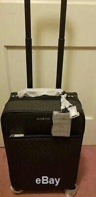 NWT Michael Kors Jet Set Travel Trolley Luggage Suitcase Black MK Logo