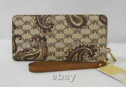 NWT Michael Kors Paisley Jet Set Travel Continental Wallet / Wristlet in Luggage