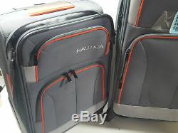 Nautica 3 Piece Spinner Luggage Set, Charcoal Grey/orange