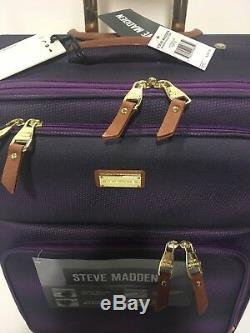 New 3pc Steve Madden Spinner Shadow Collection Luggage Set $840 Purple
