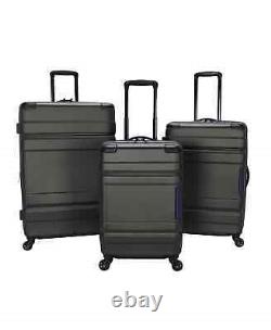 New DOCKERS Azure Lite 3 Piece Set Hardside Luggage Expandable Suitcase Charcoal