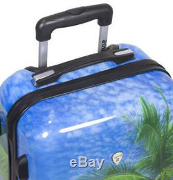 New Dejuno 3 Pcs Light Weight Hard Shell Spinner Upright Luggage Set Palm Tree