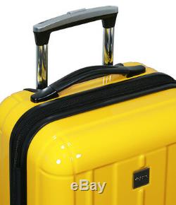 New Dejuno 3 Piece Polycarbonate Hard Shell Spinner Suitcases Luggage set-Yellow
