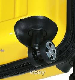 New Dejuno 3 Piece Polycarbonate Hard Shell Spinner Suitcases Luggage set-Yellow