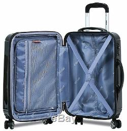 New Dejuno 3 Piece Polycarbonate HardShell Spinner Suitcases Luggage set-Black
