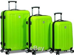 New Dejuno 3 Piece Polycarbonate HardShell Spinner Suitcases Luggage set -Lime