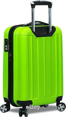 New Dejuno 3 Piece Polycarbonate HardShell Spinner Suitcases Luggage set -Lime