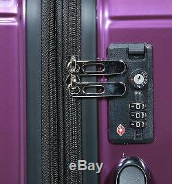 New Dejuno Polycarbonate Upright HardShell Suitcases Luggages 3 pc/set -Purple
