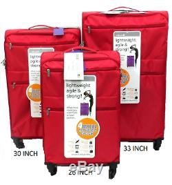 New Lightweight 4 Wheel Spinner Set of 3 Trolley Luggage Suitcase Travel Bag UK