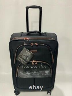 New London Fog Bromley 4pc Lightweight Luggage Set Exp Black 8 Wheel Spinner