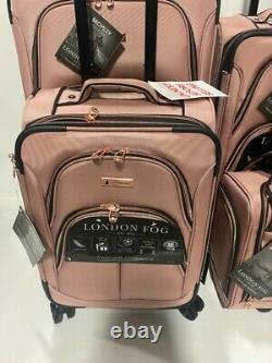 New London Fog Bromley 4pc Lightweight Luggage Set Exp Rose Gold 8 Wheel Spinner