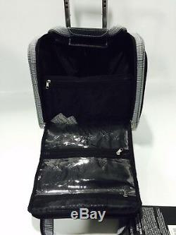 New London Fog Devonshire 4pc Light Luggage Set Expandable Black Menswear Plaid